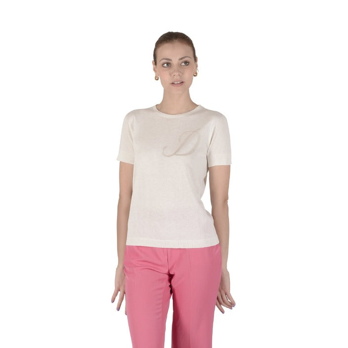 Crown of Edinburgh Cashmere Short Sleeve T-Shirt IVORY LETTER D