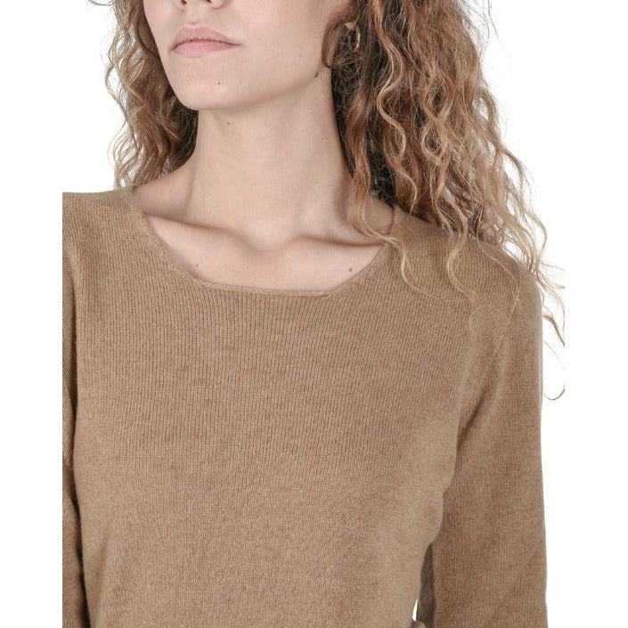 Crown of Edinburgh Cashmere Women's Square Neck Sweater BISCUIT